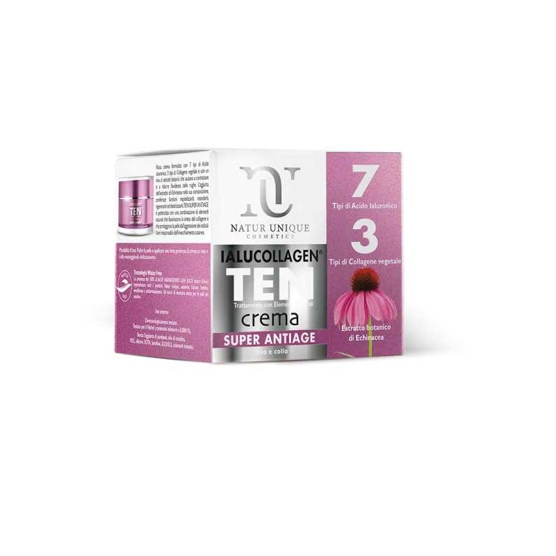 Natur Unique Ialucollagen Ten Super Antiage Crema Viso per Rughe e Idratazione 50ml