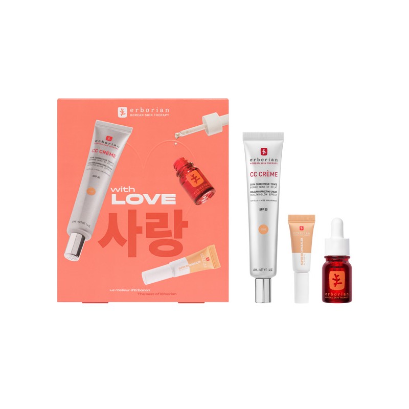 Erborian Kit Xmas25 With Love routine viso per pelle uniforme, idratata e protetta 40ml+10ml+3ml