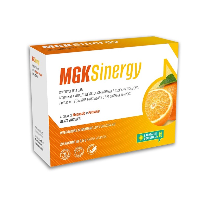 Mgk Sinergy Arancia integratore magnesio potassio per energia e muscoli 20 bustine Mgk Sinergy Arancia integratore magnesio potassio per energia e muscoli 20 bustine