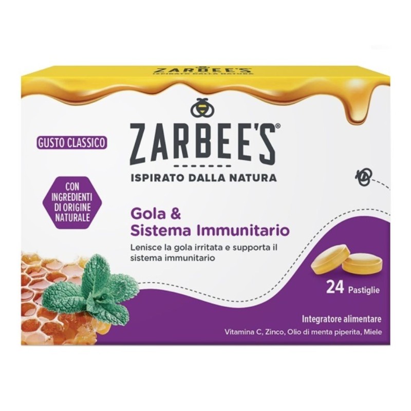 confezione di Zarbee's Caramelle per Gola Irritata e Sistema Immunitario Gusto Classico 24 Pastiglie confezione di Zarbee's Caramelle per Gola Irritata e Sistema Immunitario Gusto Classico 24 Pastiglie