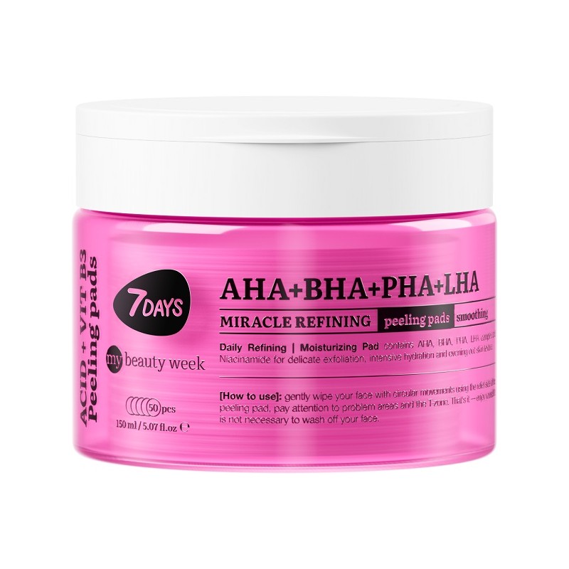7days Peeling Pad Viso Miracoloso per Esfoliazione e Pelle Luminosa 50 Dischetti 7days Peeling Pad Viso Miracoloso per Esfoliazione e Pelle Luminosa 50 Dischetti