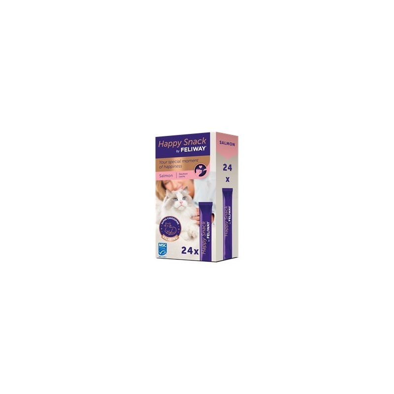 Feliway Happy Snack Salmone snack rilassante per gatti 24 stick monodose Feliway Happy Snack Salmone snack rilassante per gatti 24 stick monodose