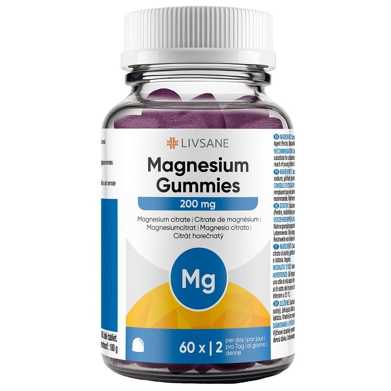 Livsane Magnesium 60 Gummies per Energia e Benessere Muscolare 60 Gummies (180g) Livsane Magnesium 60 Gummies per Energia e Benessere Muscolare 60 Gummies (180g)