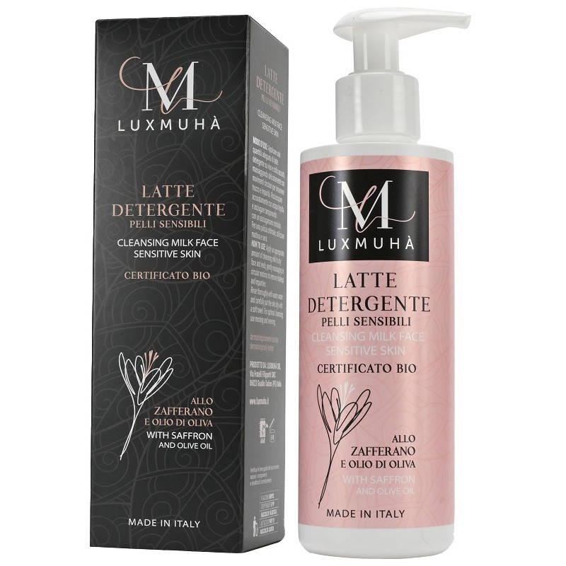 Luxmuha Latte Detergente Zafferano Olio Oliva per Pelle Sensibile 200ml Luxmuha Latte Detergente Zafferano Olio Oliva per Pelle Sensibile 200ml