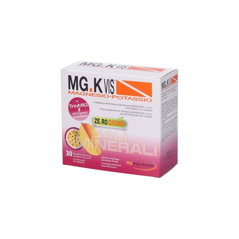 MGK VIS Integratore Magnesio e Potassio 30 Bustine Gusto Mango Passion Fruit MGK VIS Integratore Magnesio e Potassio 30 Bustine Gusto Mango Passion Fruit