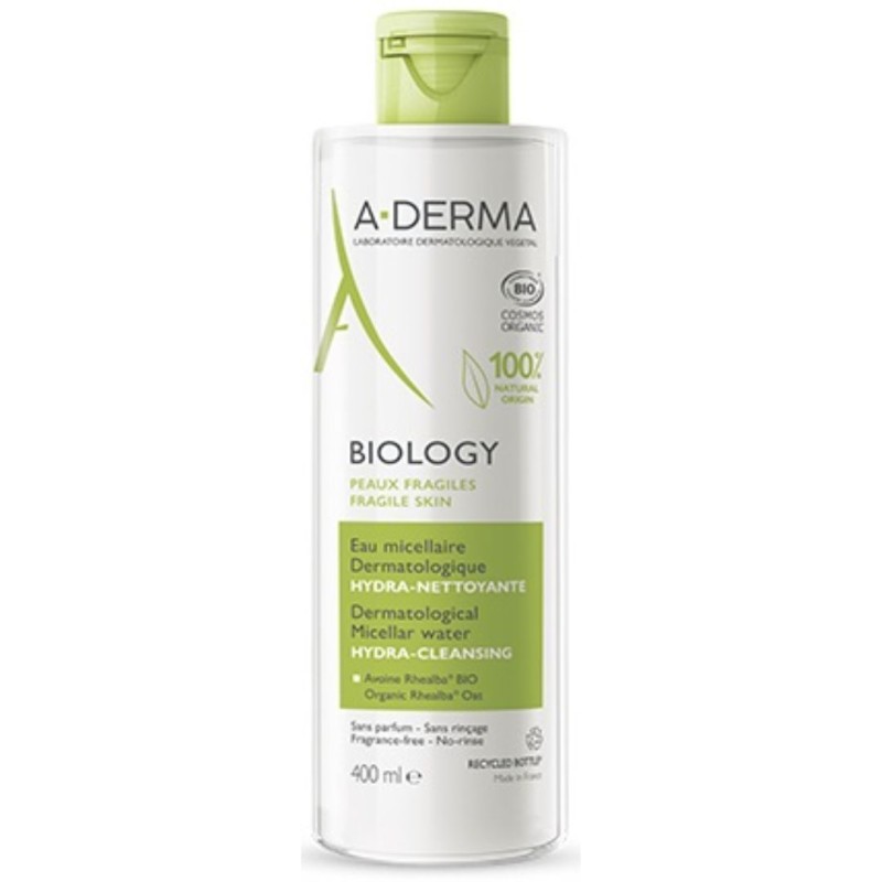 flacone di Aderma A-D Biology Acqua Micellare per Detersione Delicata Pelle Sensibile 400ml flacone di Aderma A-D Biology Acqua Micellare per Detersione Delicata Pelle Sensibile 400ml