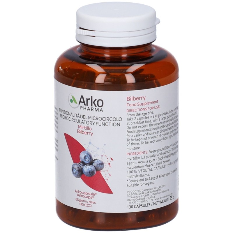 Arkocapsule Funzionalità Microcircolo Mirtillo per Microcircolazione 130 Capsule Arkocapsule Funzionalità Microcircolo Mirtillo per Microcircolazione 130 Capsule