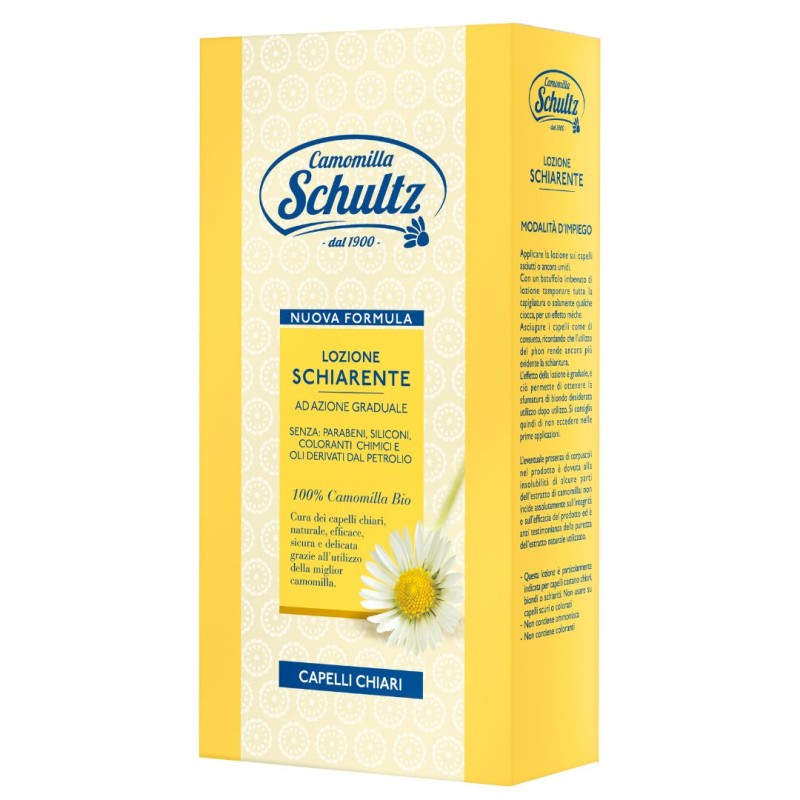 confezione di Schultz Lozione Schiarente Bio alla Camomilla Spray per Capelli 150ml confezione di Schultz Lozione Schiarente Bio alla Camomilla Spray per Capelli 150ml