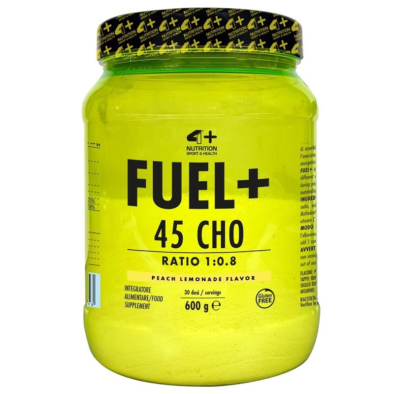 4+ Nutrition Fuel+ 45 Cho Peach Lemonade per Energia e Resistenza Barattolo 600 g 4+ Nutrition Fuel+ 45 Cho Peach Lemonade per Energia e Resistenza Barattolo 600 g