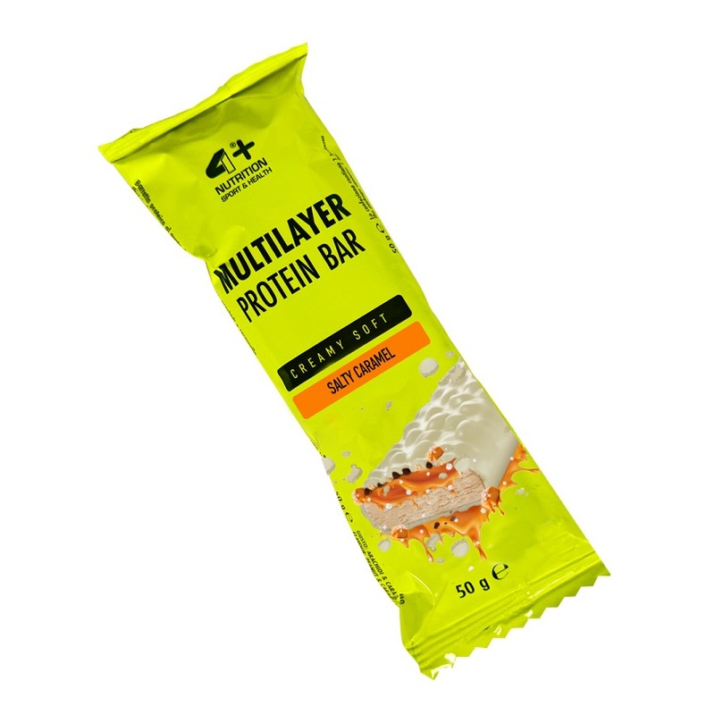 4+ Nutrition Multilayer Protein Bar Salty Caramel snack proteico senza glutine barretta da 50 g 4+ Nutrition Multilayer Protein Bar Salty Caramel snack proteico senza glutine barretta da 50 g