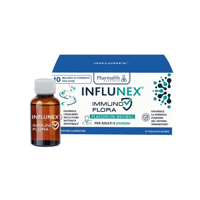 Influnex Immuno Flora per Difese Immunitarie e Flora Intestinale 15 Flaconcini da 10 ml Influnex Immuno Flora per Difese Immunitarie e Flora Intestinale 15 Flaconcini da 10 ml
