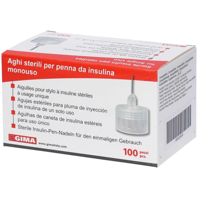 Foto della confezione di Gima Aghi Universali per Penna da Insulina 4mm 32G 100 pezzi Foto della confezione di Gima Aghi Universali per Penna da Insulina 4mm 32G 100 pezzi