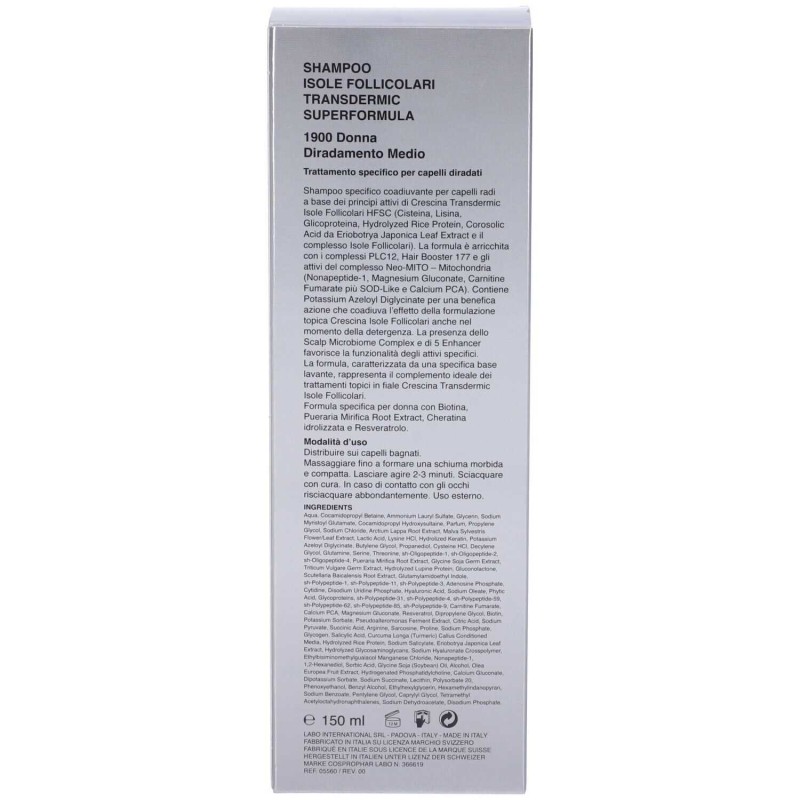 Scatola integra del prodotto Labo Shampoo Crescina Isole Follicolari Donna Capelli Radi 150 ml Scatola integra del prodotto Labo Shampoo Crescina Isole Follicolari Donna Capelli Radi 150 ml
