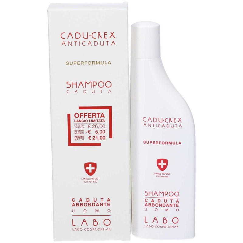 Primo piano di Labo Shampoo Cadu-Crex Uomo Anticaduta, Serenoa Repens, 150 ml Primo piano di Labo Shampoo Cadu-Crex Uomo Anticaduta, Serenoa Repens, 150 ml