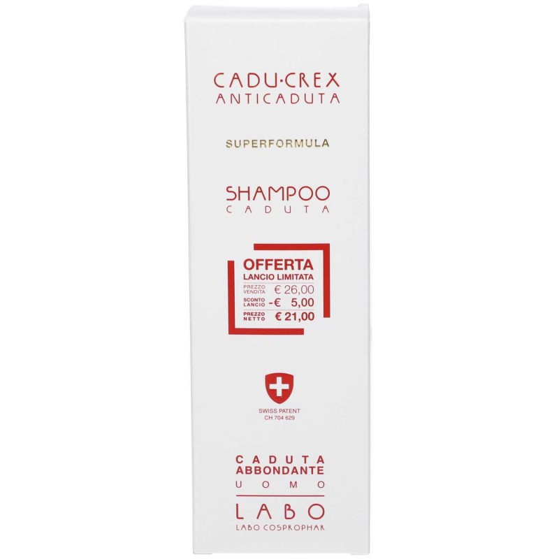 Primo piano di Labo Shampoo Cadu-Crex Uomo Anticaduta, Serenoa Repens, 150 ml Primo piano di Labo Shampoo Cadu-Crex Uomo Anticaduta, Serenoa Repens, 150 ml