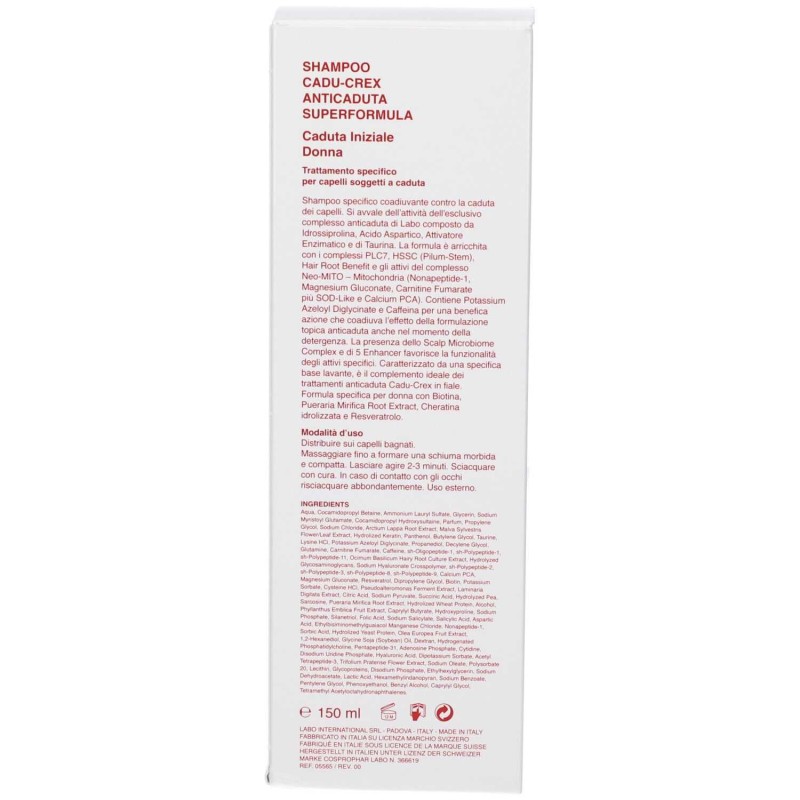 Confezione sigillata di Labo Shampoo Cadu-Crex Donna Shampoo Caduta Iniziale 150 ml | Anticaduta Confezione sigillata di Labo Shampoo Cadu-Crex Donna Shampoo Caduta Iniziale 150 ml | Anticaduta