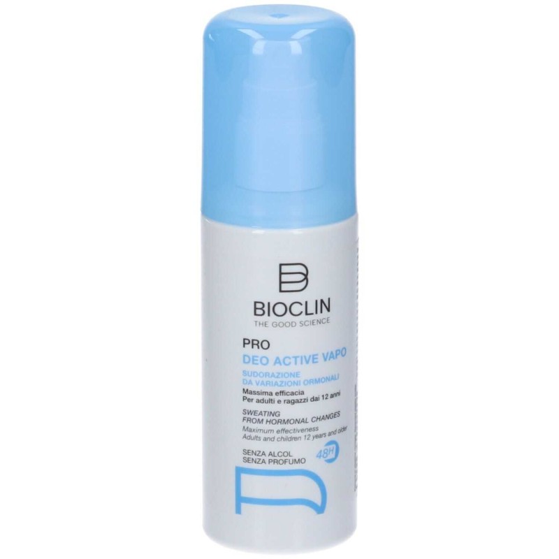 Presentazione grafica di Bioclin Pro Deo Active Vapo Sudorazione Ormonale 100 ml Deodorante 48h Presentazione grafica di Bioclin Pro Deo Active Vapo Sudorazione Ormonale 100 ml Deodorante 48h