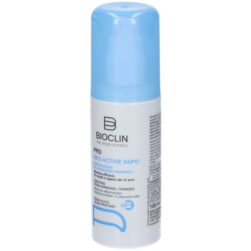 Presentazione grafica di Bioclin Pro Deo Active Vapo Sudorazione Ormonale 100 ml Deodorante 48h Presentazione grafica di Bioclin Pro Deo Active Vapo Sudorazione Ormonale 100 ml Deodorante 48h