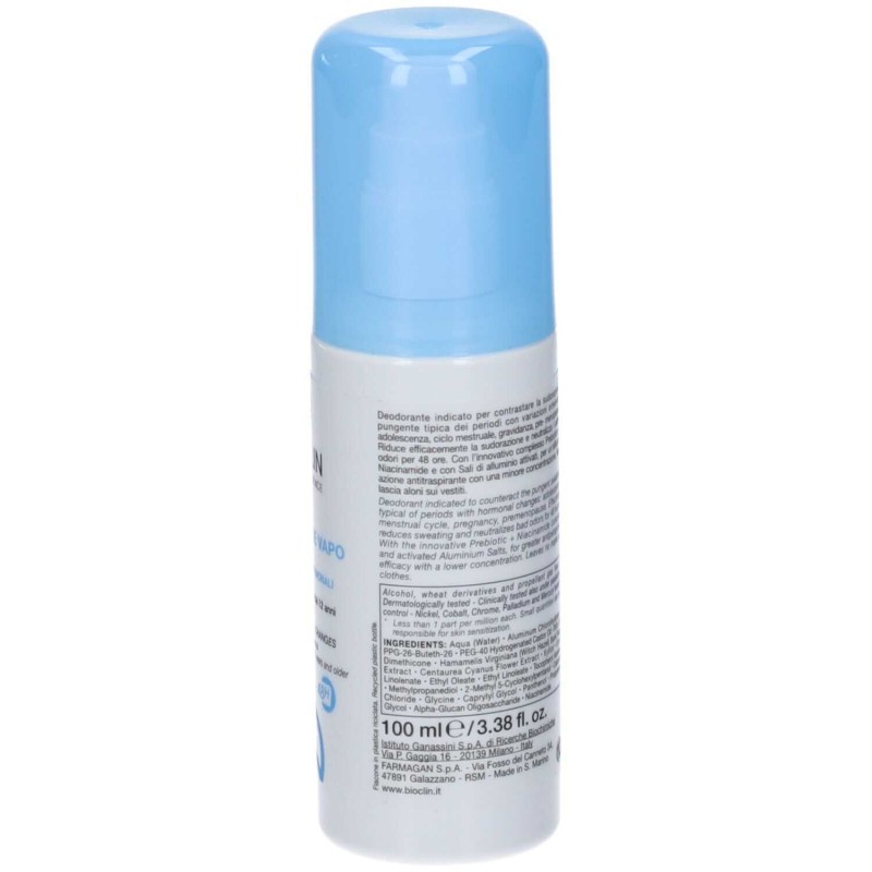 Presentazione grafica di Bioclin Pro Deo Active Vapo Sudorazione Ormonale 100 ml Deodorante 48h Presentazione grafica di Bioclin Pro Deo Active Vapo Sudorazione Ormonale 100 ml Deodorante 48h