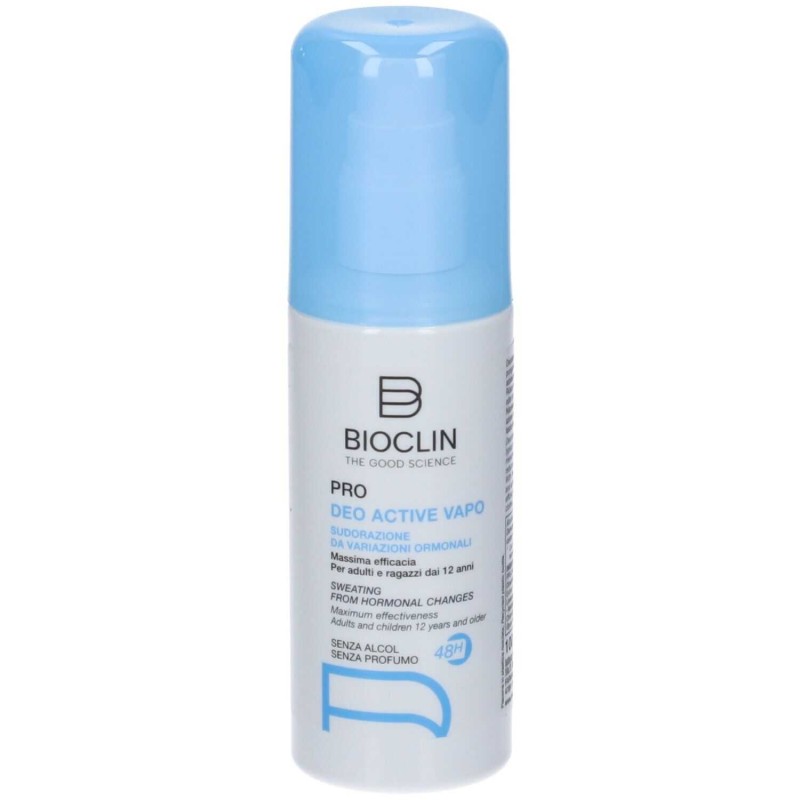 Presentazione grafica di Bioclin Pro Deo Active Vapo Sudorazione Ormonale 100 ml Deodorante 48h Presentazione grafica di Bioclin Pro Deo Active Vapo Sudorazione Ormonale 100 ml Deodorante 48h