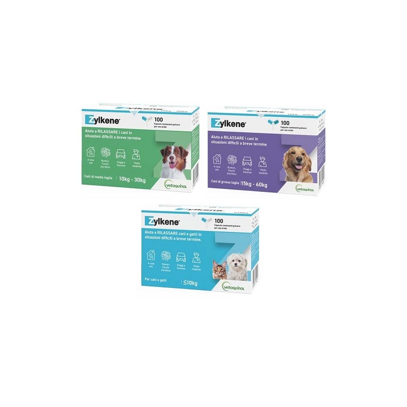 Zylkene Cani e Gatti Fino a 10kg 100 Capsule 75mg Calmante Naturale