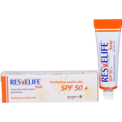 confezione di Resvelife Sole Crema Viso Antietà con SPF50 per Pelli Sensibili 30ml confezione di Resvelife Sole Crema Viso Antietà con SPF50 per Pelli Sensibili 30ml
