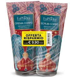 confezione doppia Euphidra Scrub+Crema Corpo Bergamotto e Patchouli per Pelle Idratata e Rigenerata 2x200ml confezione doppia Euphidra Scrub+Crema Corpo Bergamotto e Patchouli per Pelle Idratata e Rigenerata 2x200ml