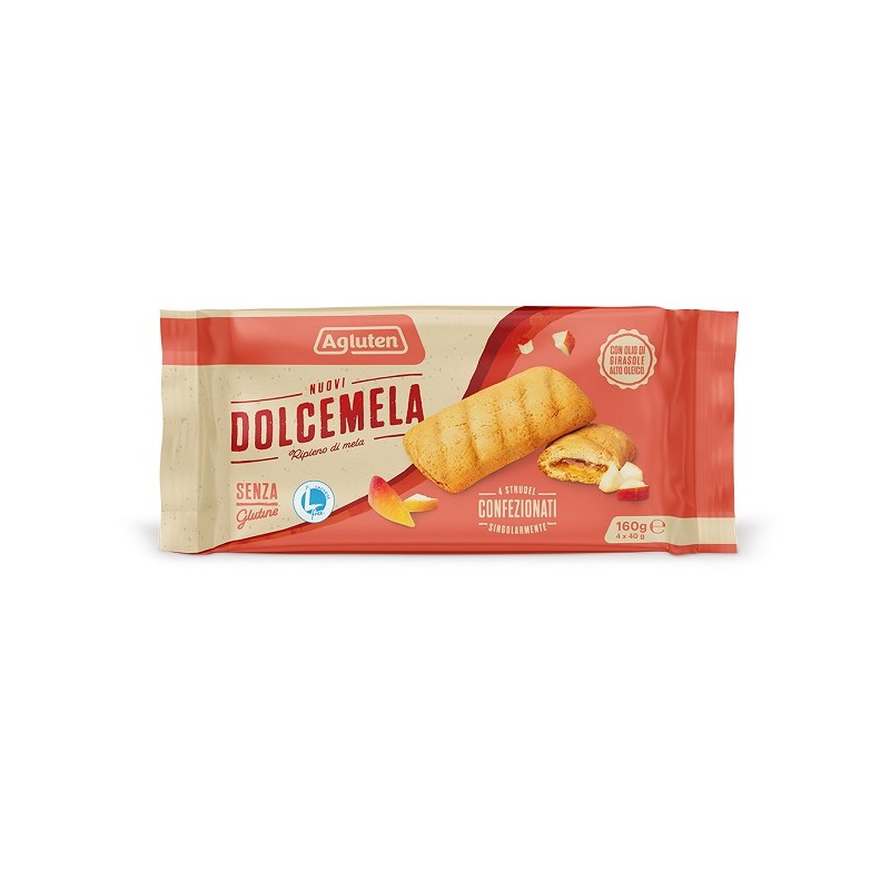 Agluten Dolcemela dolcetti senza glutine e lattosio con crema di mele 4x40g Agluten Dolcemela dolcetti senza glutine e lattosio con crema di mele 4x40g