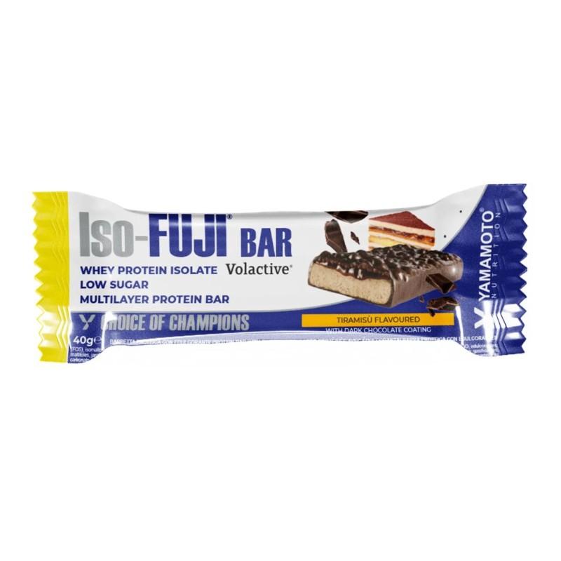 Formato di Yamamoto Nutrition Iso Fuji Bar Tiramisu' Barretta Proteica 32% con Cioccolato Fondente 40g