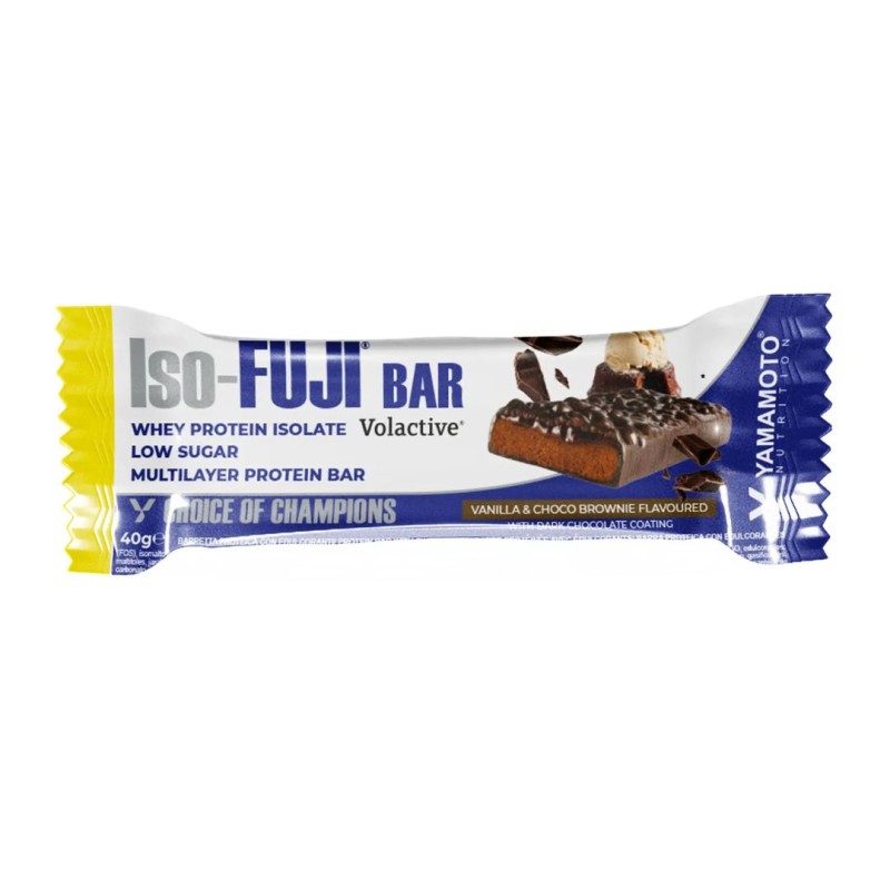 Yamamoto Nutrition Iso Fuji Bar Vaniglia e Choco Brownie Barretta Proteica 32% 40g Yamamoto Nutrition Iso Fuji Bar Vaniglia e Choco Brownie Barretta Proteica 32% 40g