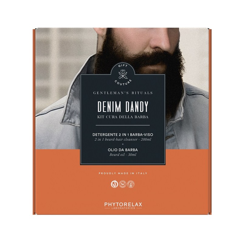 Phytorelax Gentleman's Rituals Denim Dandy Kit per Cura Barba Completa Detergente 200ml + Olio 30ml Phytorelax Gentleman's Rituals Denim Dandy Kit per Cura Barba Completa Detergente 200ml + Olio 30ml