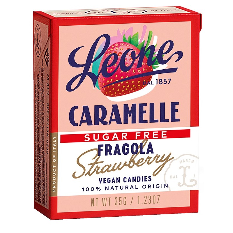 Pastiglie Leone Stevia Fragola caramelle senza zucchero gusto fragola 35g Pastiglie Leone Stevia Fragola caramelle senza zucchero gusto fragola 35g