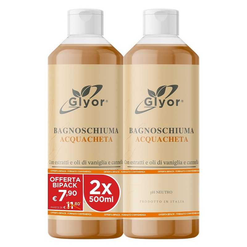 Glyor Bagnoschiuma Acquacheta per Pelle Secca e Sensibile Bipack 2x500ml Glyor Bagnoschiuma Acquacheta per Pelle Secca e Sensibile Bipack 2x500ml
