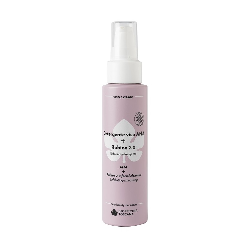 Detergente viso Aha + Rubiox 2,0 per Esfoliazione e Luminosità Flacone 100ml