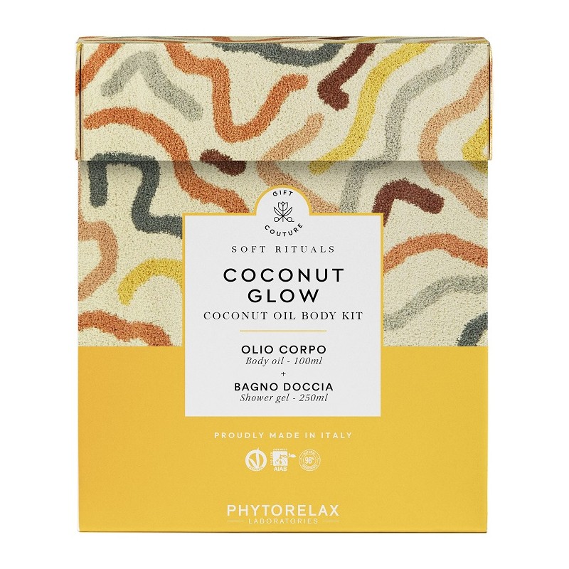 Phytorelax Soft Rituals Coconut Glow kit corpo con olio di cocco per nutrizione pelle e capelli 100ml + bagno doccia 250ml Phytorelax Soft Rituals Coconut Glow kit corpo con olio di cocco per nutrizione pelle e capelli 100ml + bagno doccia 250ml