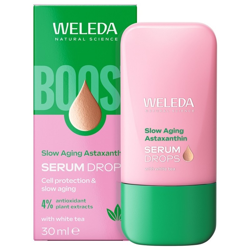 confezione di Weleda Slow Aging Astaxanthin Siero Antiossidante Anti-age 30ml confezione di Weleda Slow Aging Astaxanthin Siero Antiossidante Anti-age 30ml