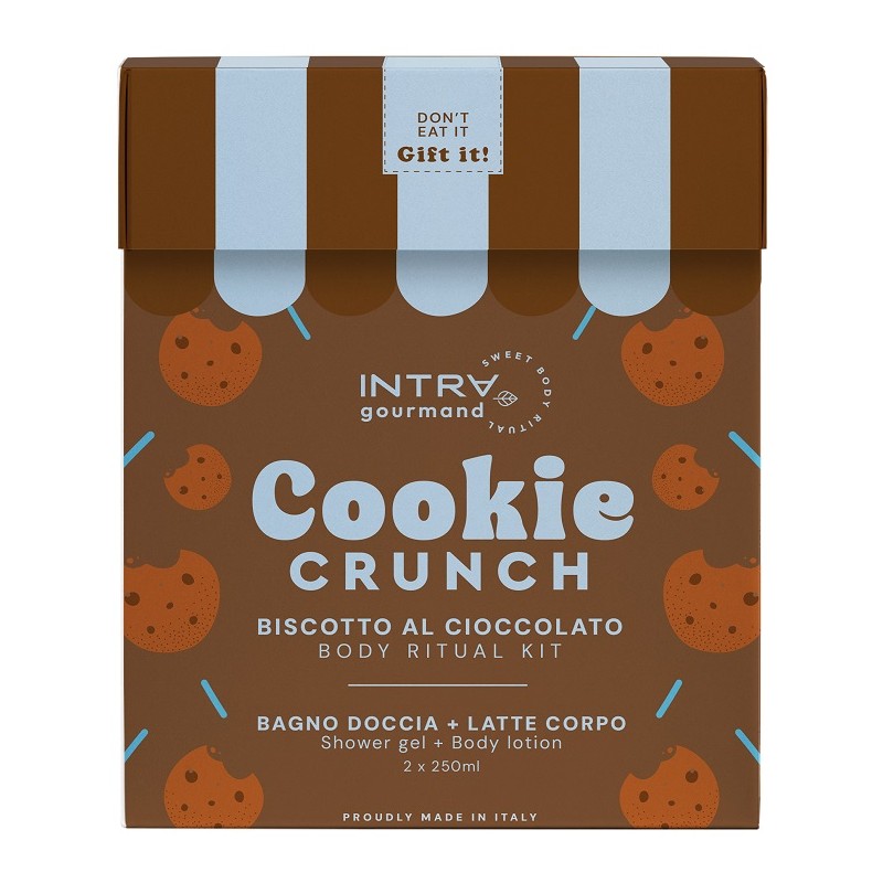 Intra Gourmand Cookie Crunch kit corpo per detersione e idratazione con fragranza biscotto e cioccolato 2x250ml Intra Gourmand Cookie Crunch kit corpo per detersione e idratazione con fragranza biscotto e cioccolato 2x250ml