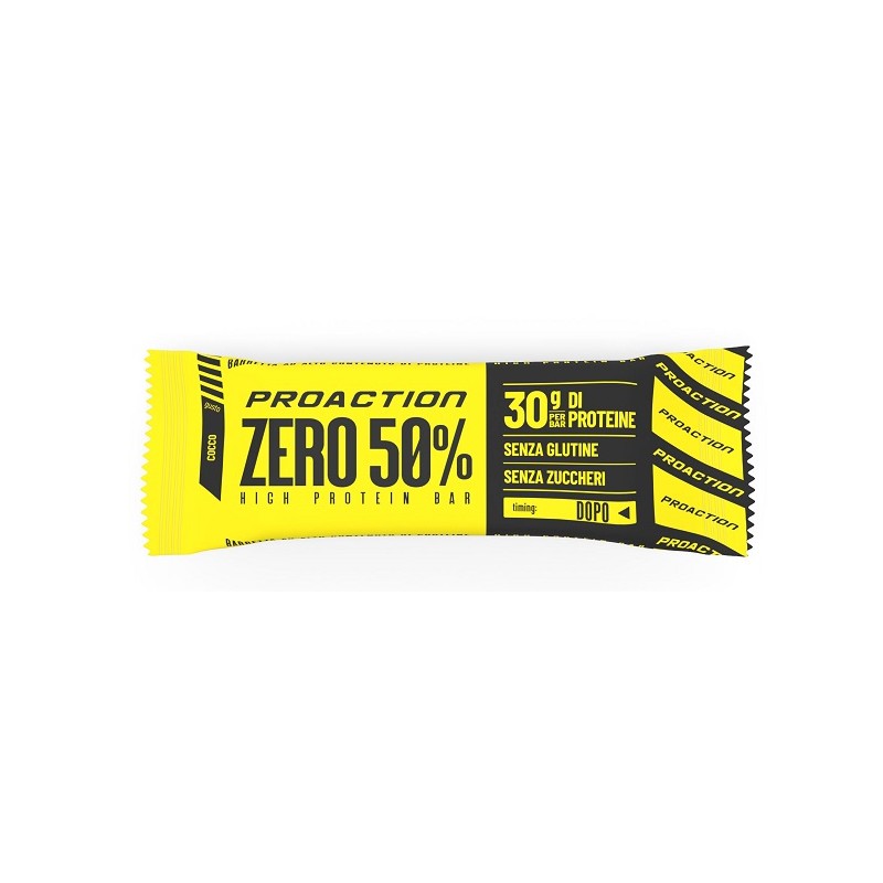 Proaction Fit Zero Bar 50% Cocco per Massa Muscolare Barretta 60g Proaction Fit Zero Bar 50% Cocco per Massa Muscolare Barretta 60g