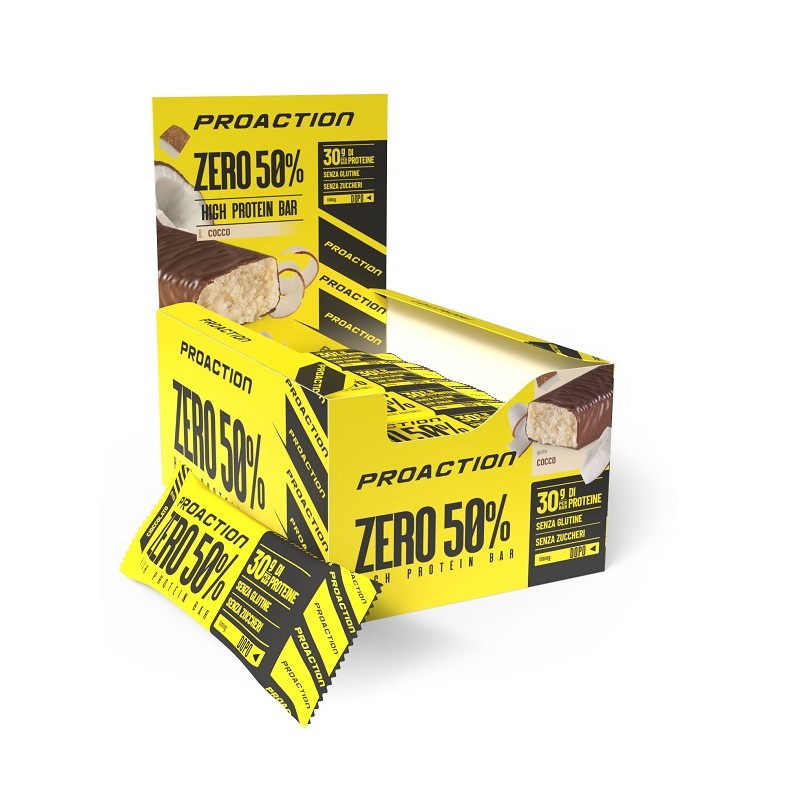 Proaction Fit Zero Bar 50% Cocco barrette proteiche senza glutine 20x60g