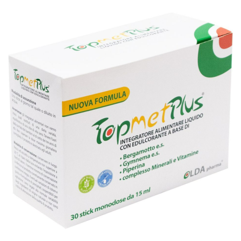 confezione di TopmetPlus Integratore Bergamotto Vitamine e Minerali 30 Stick