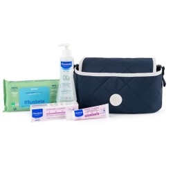Formato di Mustela Organizer Passeggino Salviette+ Fluido Detergente 300 ml + Pasta per il Cambio 50 ml