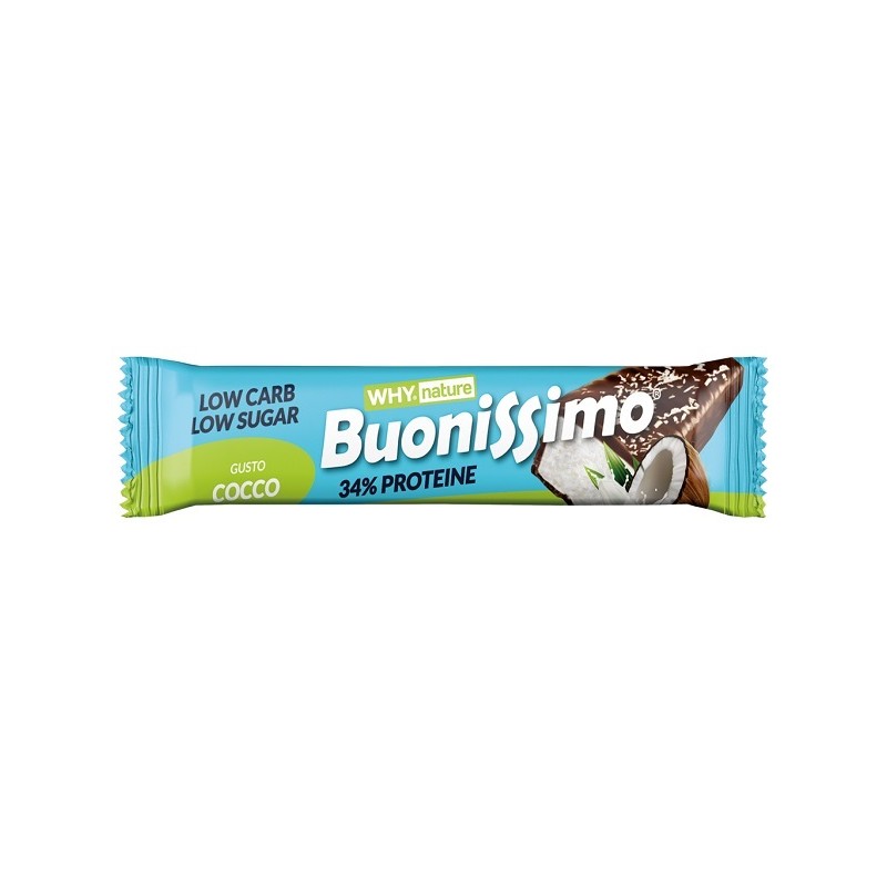 Whynature Buonissimo Cocco Barretta Proteica snack proteico al cocco senza glutine 30 g Whynature Buonissimo Cocco Barretta Proteica snack proteico al cocco senza glutine 30 g