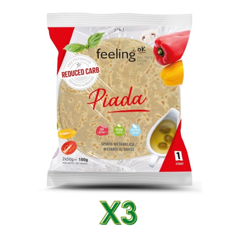 3 confezioni di Feeling OK Piada Start Piadina per Dieta Keto