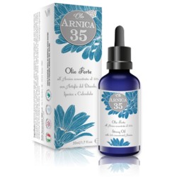 confezione e flacone di Arnica 35 Olio Forte Concentrato all'Arnica 50ml confezione e flacone di Arnica 35 Olio Forte Concentrato all'Arnica 50ml