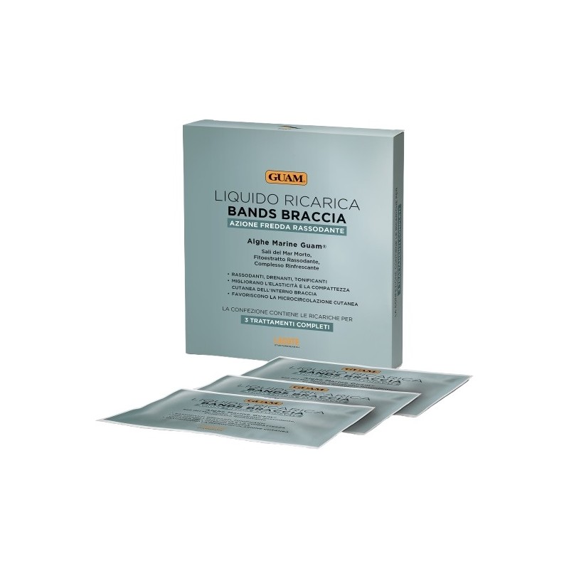 Guam Bands Braccia Ricarica rassodante e rinfrescante per braccia 3 buste da 45ml Guam Bands Braccia Ricarica rassodante e rinfrescante per braccia 3 buste da 45ml