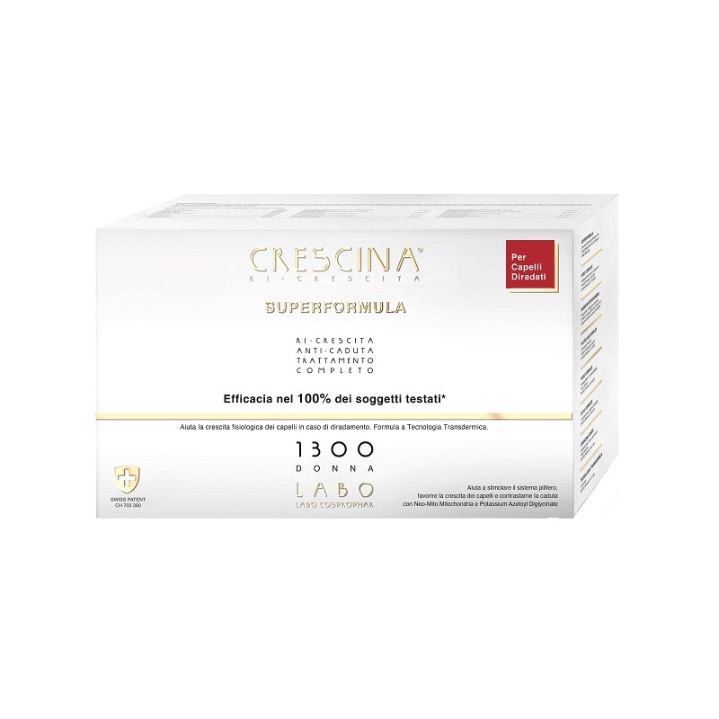 Crescina Ri Crescita Super Formula 1300 Donna Trattamento Anticaduta e Ricrescita Capelli 40 fiale 3,5ml