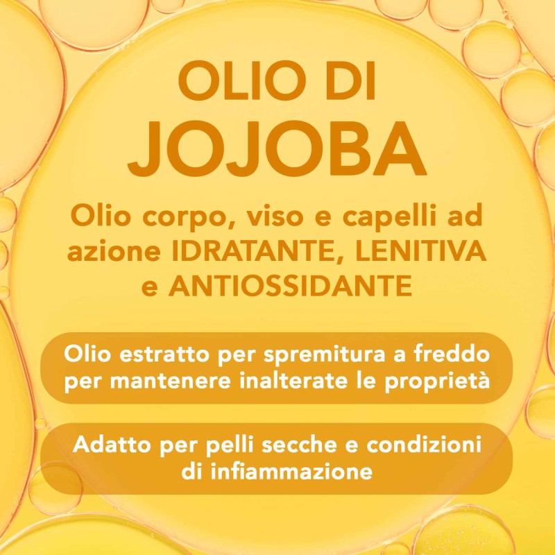 Immagine della scatola di Olio Jojoba Nutriente per Pelle e Capelli 100ml Immagine della scatola di Olio Jojoba Nutriente per Pelle e Capelli 100ml