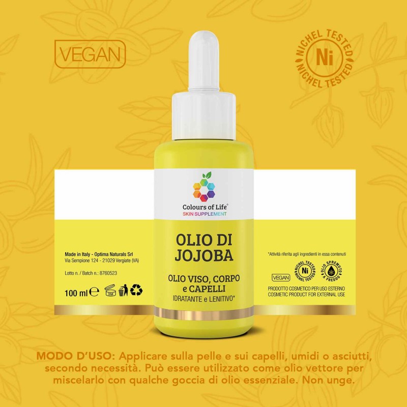 Primo piano di Olio Jojoba Nutriente per Pelle e Capelli 100ml Primo piano di Olio Jojoba Nutriente per Pelle e Capelli 100ml