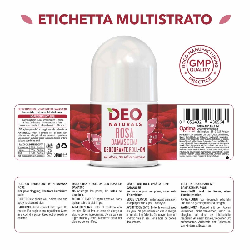 Foto illustrativa del packaging di Deonaturals Roll On Rosa per Idratazione Profonda 50ml Foto illustrativa del packaging di Deonaturals Roll On Rosa per Idratazione Profonda 50ml