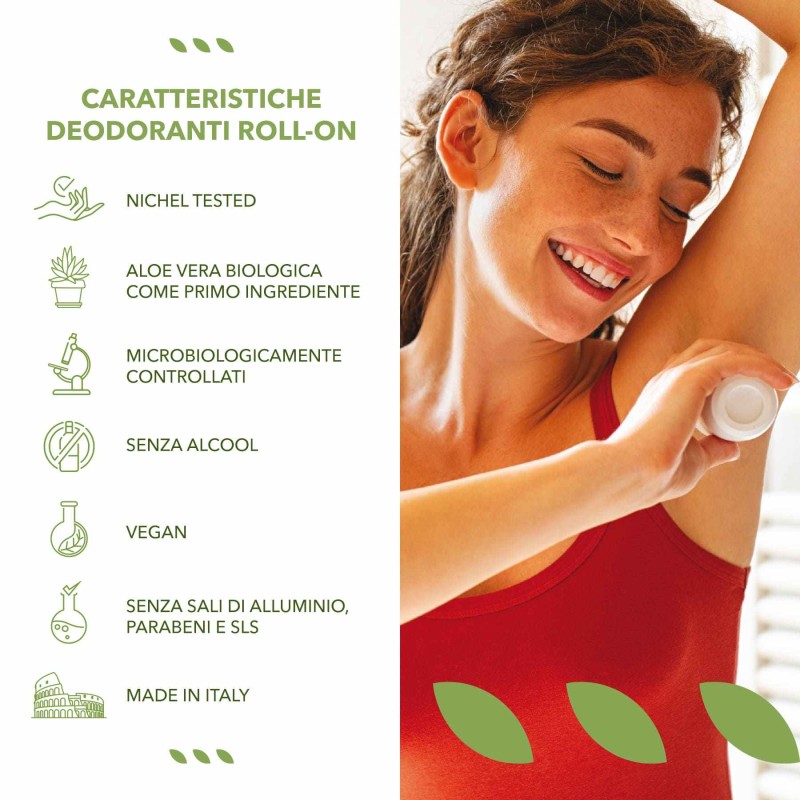 Dettaglio del packaging di Deonaturals Roll On Tea Tree per Protezione Duratura 50ml